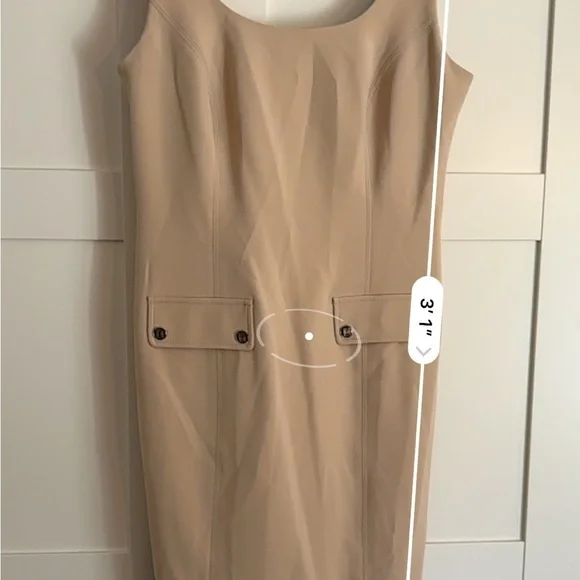 Karl Lagerfeld Crepe Sheath Dress in Tan Size 4 Midi length - Picture 7 of 9